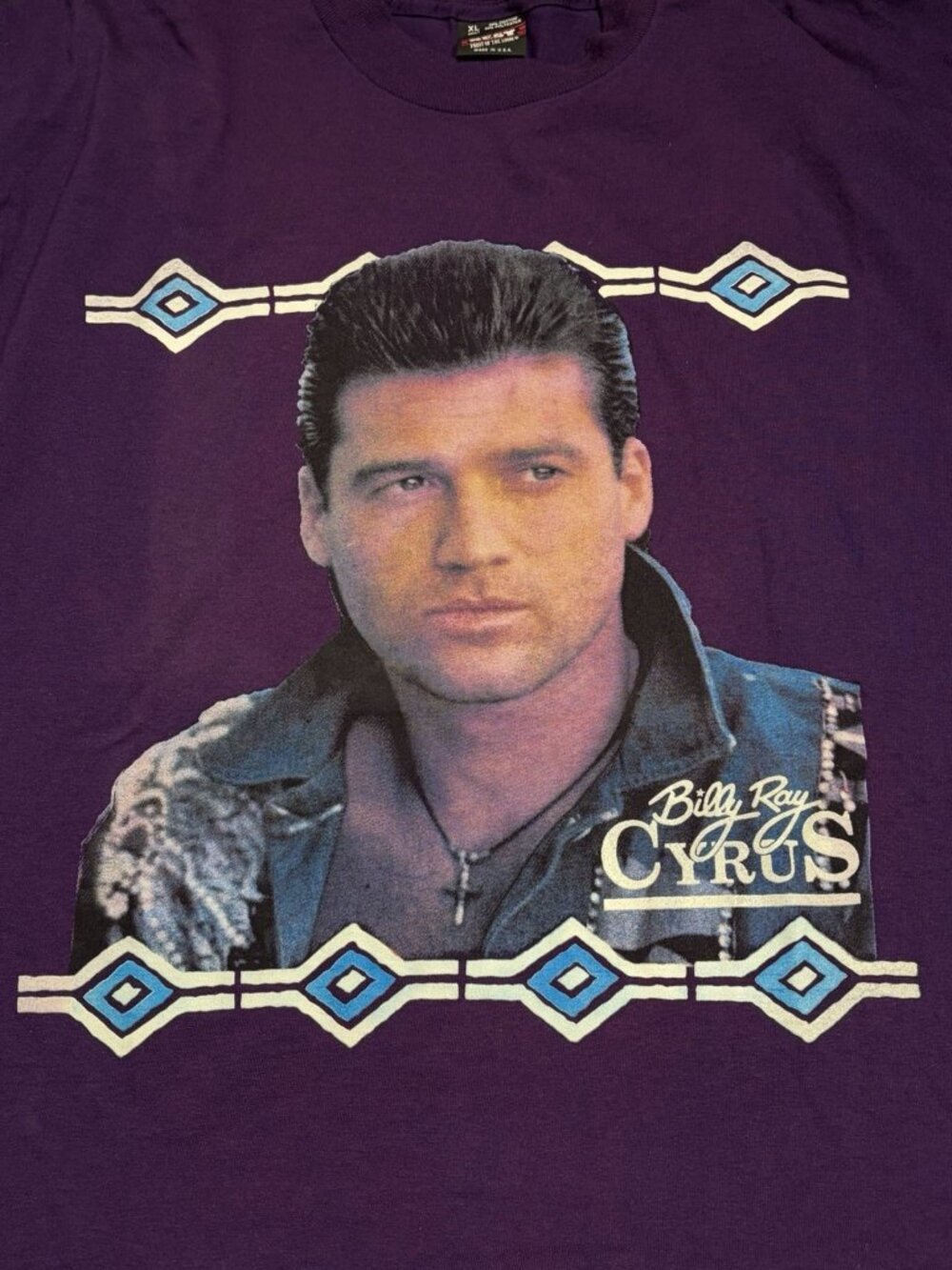 Vtg 90s Single Stitch Billy Ray Cyrus Country Music Tee XL USA 50/50 Western - Picture 9 of 11
